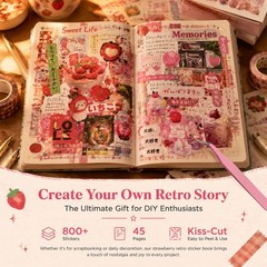 Tmtains 45 Sheets Japanese Sticker Book for 6.1 x 4.3 x 0.7 inches, Aa-red