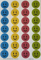 SMILEY FACE Stickers(28pcs) Happy•Children•Kids•Circles •Blue•Yellow•Green•Pink•