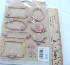 NEW SEALED K & Company English Floral Frames Tags Dimensional 7 Stickers – 55447