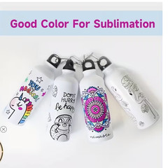 6pcs 600ml Aluminium Water Bottle White Blank Sport Bottle Sublimation Transfer