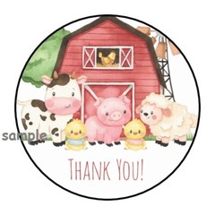 30 THANK YOU FARM BARN ENVELOPE SEALS LABELS STICKERS 1.5″ ROUND ANIMALS FAVORS