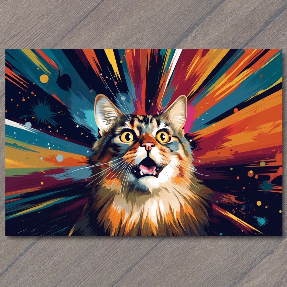 STICKER Cat Happy Pop Art Retro Smiling Splash Colors Cute Fun Vibrant Mural