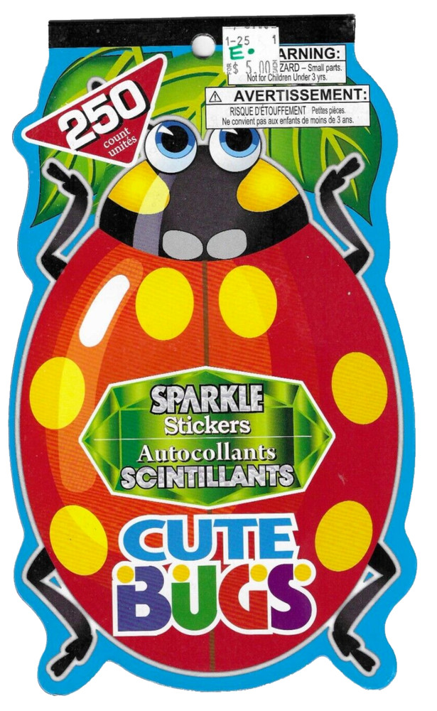 CUTE BUGS STICKER sheet set 250 Pc Sparkle LADYBUG butterfly INSECT The Rev’s