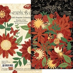 Graphic 45 Staples Collection Die Cuts Flowers Stems Leaves Butterflies Red