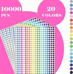 10000 PCS Small Dot Stickers 1/4″ Round Color Coding Labels Circle Dot Sticke…