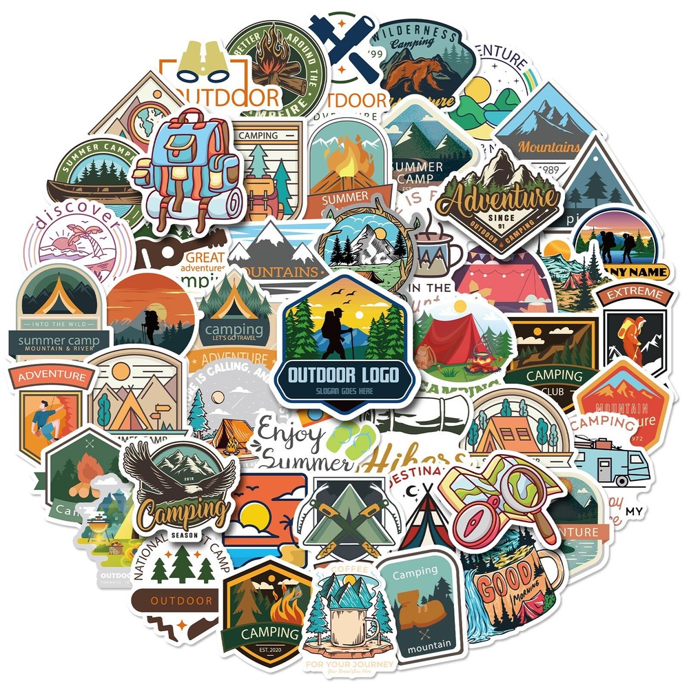 50pcs Outdoor Camping Hiking Stickers Pack, Nature Set, 178