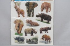 Imperial 1993: African Wild Animal Elephant / Rhino – Puffy Stick-Ons (SEALED)