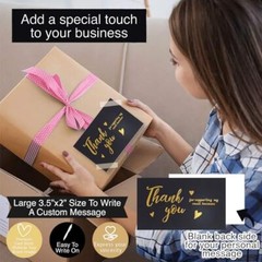 620Pcs Thank You Business Cards Stickers Set Gold Foil Include 100 Thank Black