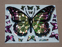 Vintage 1980s Prism Sticker Sheet Jumbo Rainbow Butterfly 0744-B Rare VTG Mylar