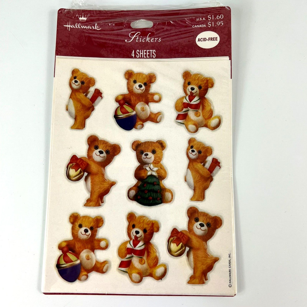Hallmark Porcelain Cinnamon Bear Keepsake Ornament Stickers 4 Sheets New