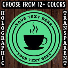 40 CUSTOM DRINK CUP STICKERS 2″ ROUND LABELS COFFEE TEA SCRATCH RESISTANT