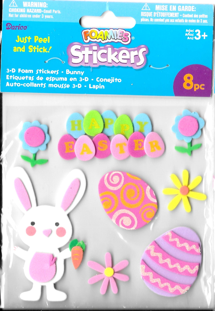 Easter Bunny Decorated Dyed Eggs Happy Flowers Spring Foamies Foam Stickers
