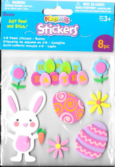 Easter Bunny Decorated Dyed Eggs Happy Flowers Spring Foamies Foam Stickers