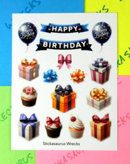 Happy Birthday Ballons Gifts & Bows Sticker Sheet