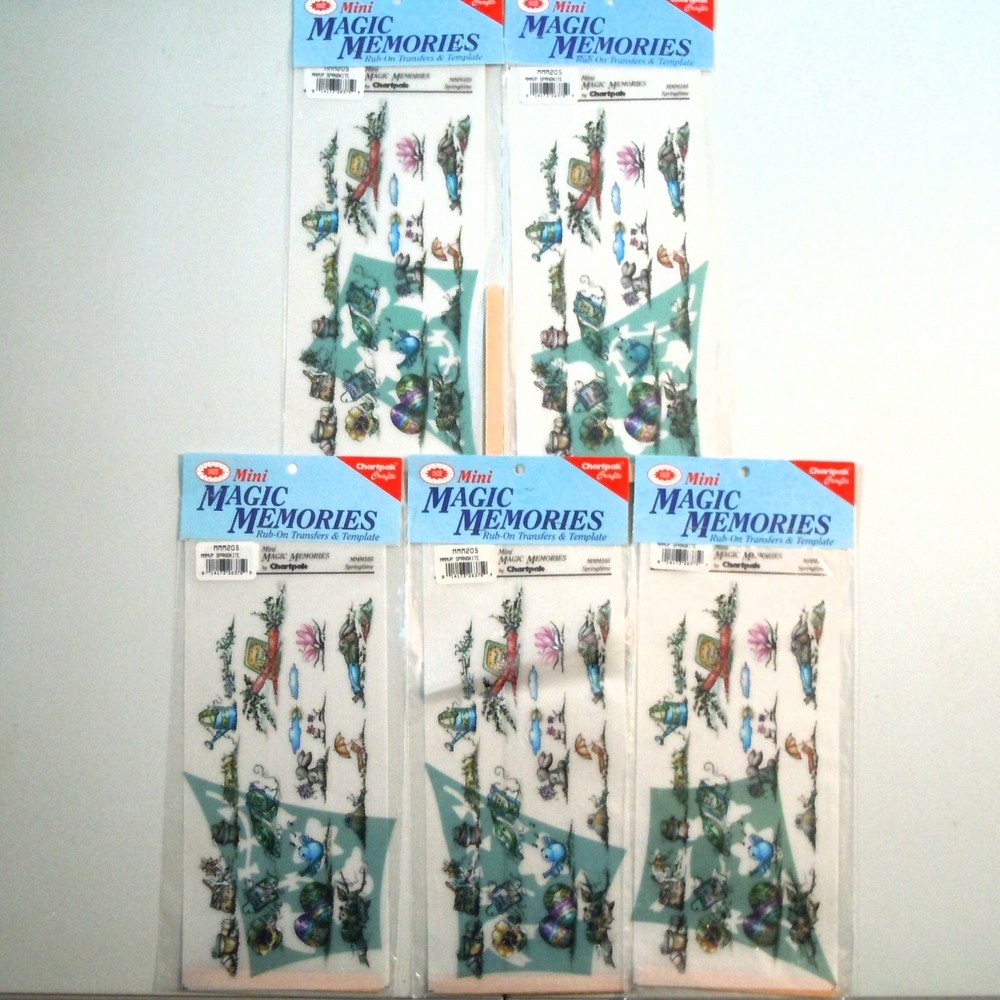 Rub-On Transfers & Template Mini Magic Memories Chartpak Crafts Lot of 5 MMM105