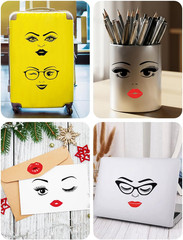 7 Sheets Face Stickers for Crafts, Make a Face Stickers Funny Mouth Eyes Lips No