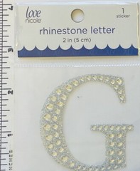 Letter G Rhinestone Sticker 2″ Clear Silver Glitter Scrapbook Monogram Bling