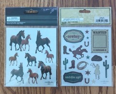 2 Sheets Vintage Stick•A•Bilities Horses Western Theme Scrapbook Stickers