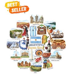 Waterproof Argentina Culture Sticker Collection – 28 Multicolor Travel Designs
