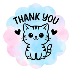 Thank You Stickers Cute Cat Labels Small Business Packaging Seals