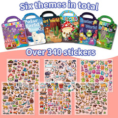 6Set Reusable Sticker Books for Kids 1-3 2-4 Years Old, 3D Puffy Stickers Books