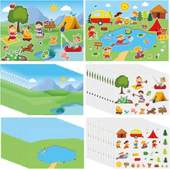 24 Set Camp Scene Mini Stickers 6.5 X 4.7 Inch for DIY Craft and Decor