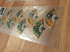 Japanese Sticker Set 2 Sheets Mt Fuji Wave Fan Traditional Art Made in Japan