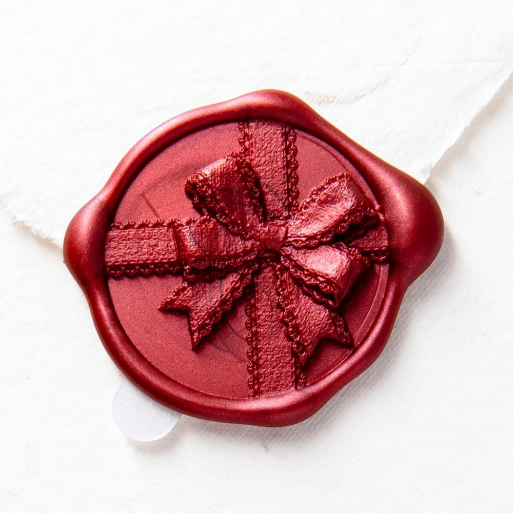 30pcs Wax Seal Stickers – Handmade 3D Lace Ribbon Bow Design, Self-Adhesive E…