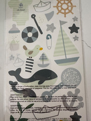 Pebbles Accent Stickers Baby Boy Sea Creature Boat Star Bottle 52PC Scrapbooking