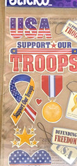 Sticko 14pc Military Support Our Troops Stickers Patriotic USA Scrapbooking, NEW