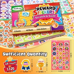 Smelly Reward Stickers for Kids – 48 Sheets 12 Scents 1320 Pieces, Scented Sc…