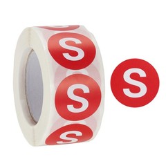 1Roll Clothing S Size Stickers 1″ Round Coded Self-Adhesive Labels Light Red