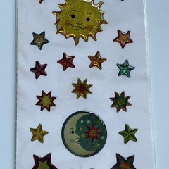 Sandylion Dome Celestial Sun Moon Shooting Star Stars Glittery Gems Stickers