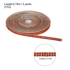 2Pcs Rhinestone Ribbon Orange Self Adhesive Rhinestone Strip 0.16″ x 3 Yard