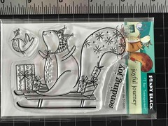 New Penny Black Rubber Stamp Christmas Winter JOYFUL JOURNEY squirrel freeUSAshp