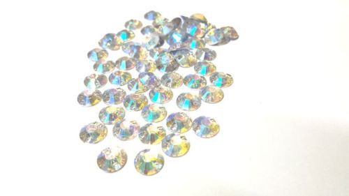 CraftbuddyUS 50pc 10mm Round Resin AB ClearSew On Diamante Crystal Gem Craft DIY