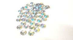 CraftbuddyUS 50pc 10mm Round Resin AB ClearSew On Diamante Crystal Gem Craft DIY