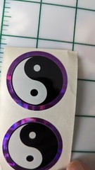 Vintage Stickers Yin Yang Symbol Prism Red Purple Silver POGS Slammers Lot Of 9
