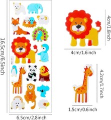 Assorted 3D Animal Stickers for Kids – 14 Non-Toxic Glitter Foam Sheets