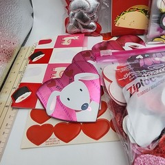 Valentine Craft Lot – Foam & Satin Hearts, Stickers, Treat Bags, Cards Mixed
