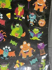 Rare Vintage 50 Stickers Collectible Halloween Glitter Monsters Candy Creatures