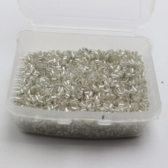5000 Glass Tube Bugle Beads 2X2mm White Silver-Lined + Storage Box