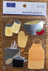 RARE Karen Foster Design Cooking In The Kitchen Baking Pot Pan Apron 3D Stickers