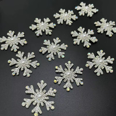 CraftbuddyUS 10pcs x40mm Glitter Rhinestone Snowflake patches, DIY(w/o Adhesive)