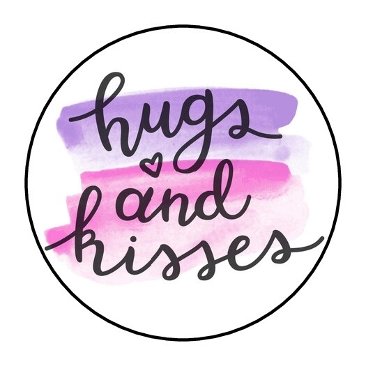 30 hugs and kisses Envelope Seals Labels Stickers 1.5″ Round heart love