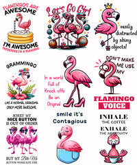Funny Flamingos Card Toppers Collage Supplies Scrapbooking Junk Journal Crafts