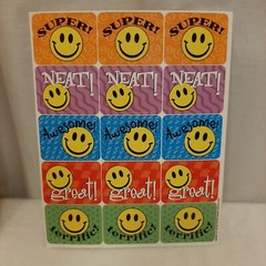 Vintage Paper Magic Group 30 Stickers Smiley Faces Teachers School 2 sheets
