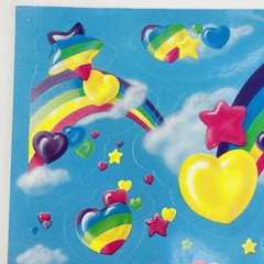 Vintage 1990 3M Rainbow Hearts & Stars Clouds Stickers