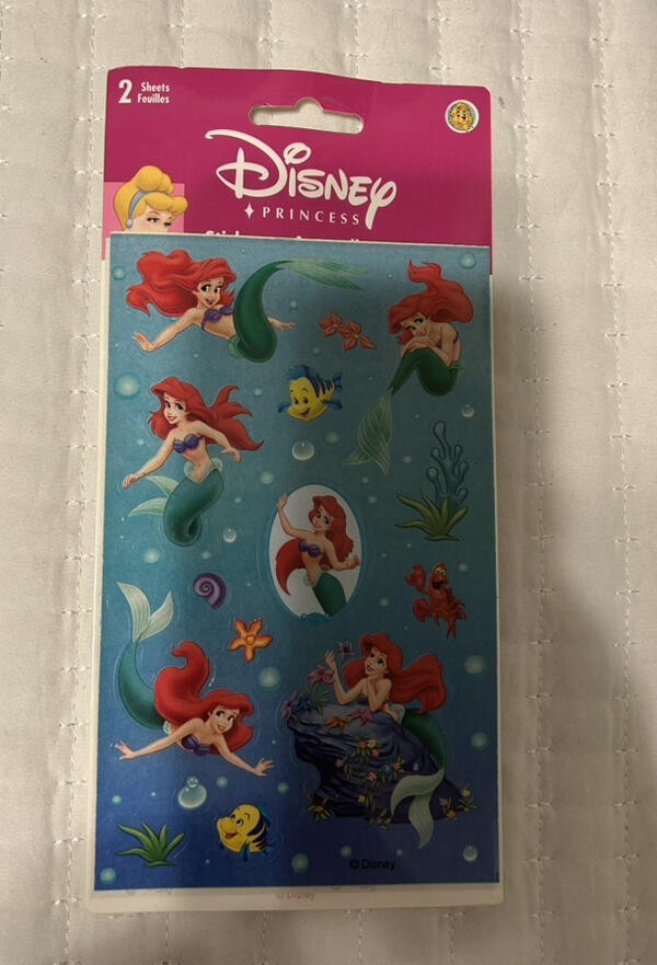 BRAND NEW WITH SEAL DISNEY PRINCESS ARIEL STICKERS LITTLE MERMAID SANDYLION