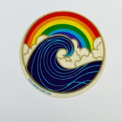 Vintage 1980 Rainbow Wave Sticker by Illuminations Retro 1.75″ Round 80’s